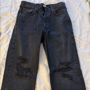 Agolde Women's Relaxed Distressed Black Jeans